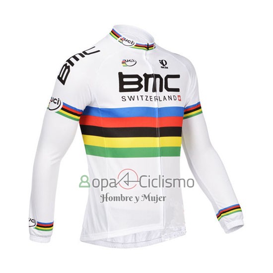 Uci Mondo Campione Ropa Ciclismo Culotte Largo 2013 Hombre Mangas Largas BMC